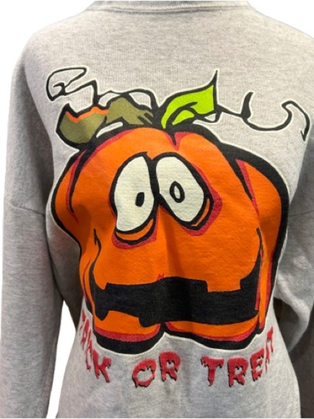 VTG 90s Trick Or Treat Pumpkin Crewneck Sweatshirt Nostalgic Halloween Size L